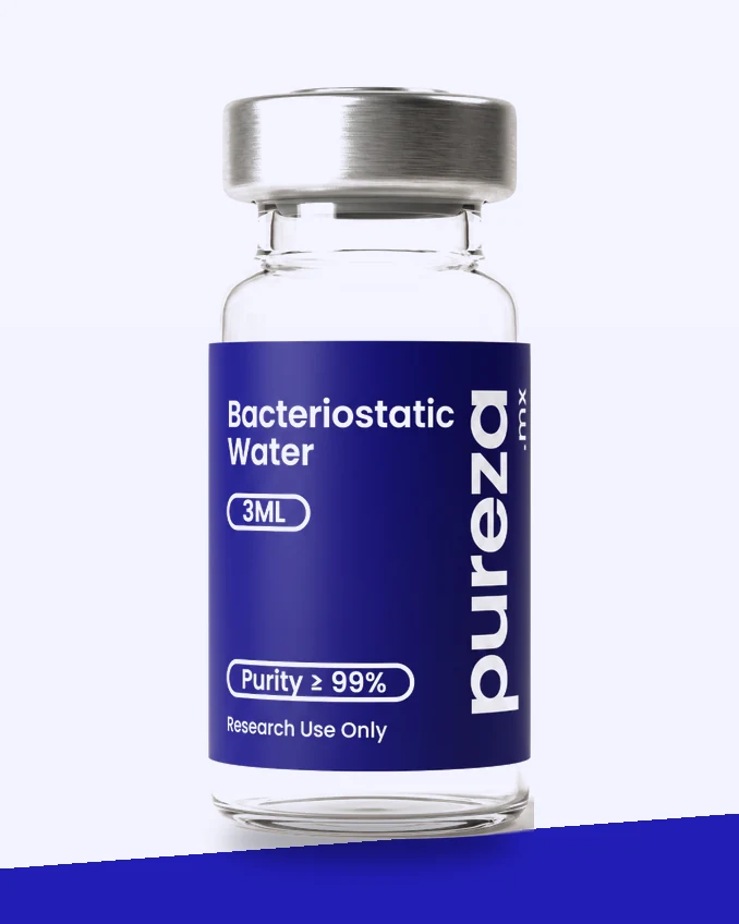 Vial de Agua Bacteriostática 3 mL, grado investigación, Pureza