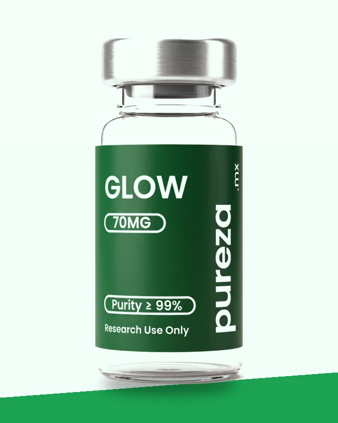 Vial de GLOW 70 mg, grado investigación, Pureza
