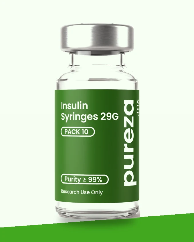 Vial de Jeringas Insulina 29G Pack de 10, grado investigación, Pureza