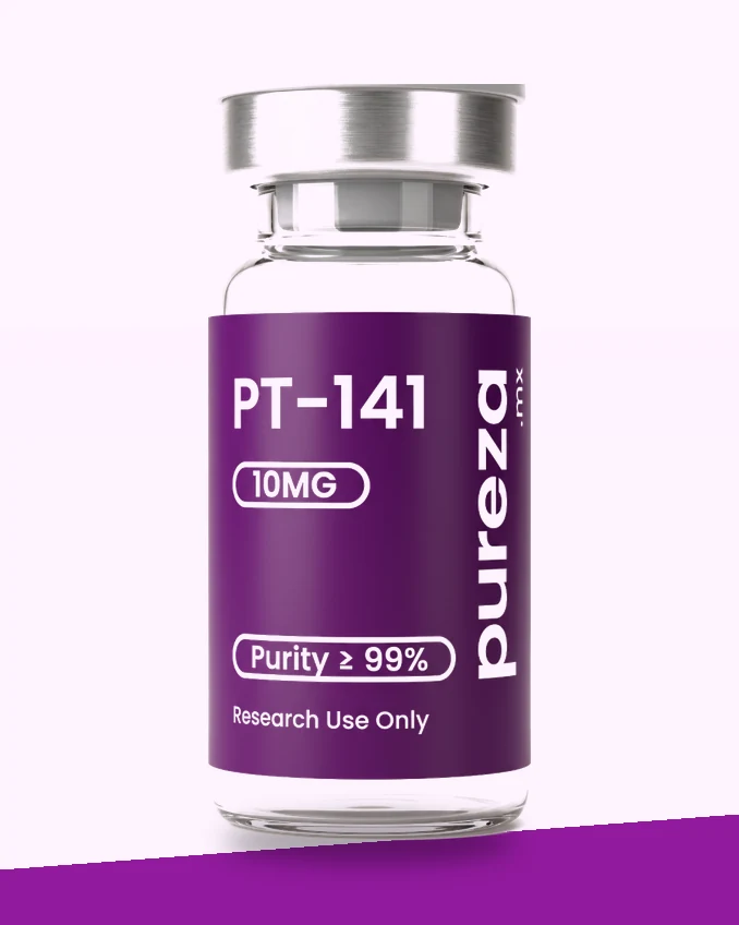 Vial de PT-141 10 mg, grado investigación, Pureza