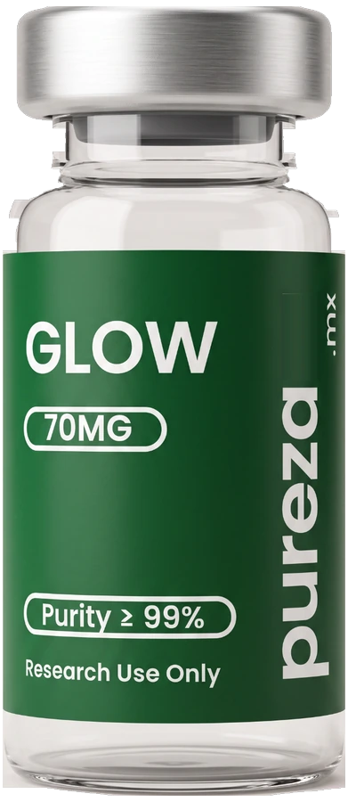 Vial de GLOW 70 mg, grado investigación, Pureza
