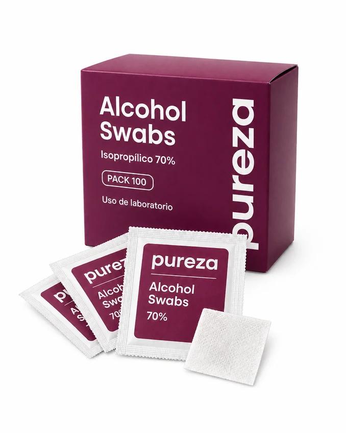 Empaque de Swabs Alcohol Isopropílico, Pack de 100, Pureza