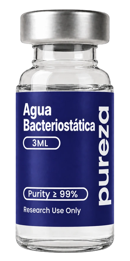 Vial de Agua Bacteriostática 3 mL, grado investigación, Pureza