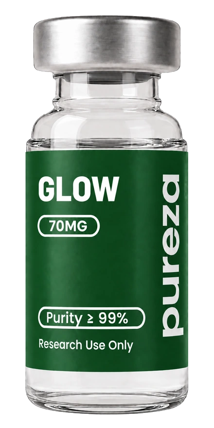 Vial de GLOW 70 mg, grado investigación, Pureza